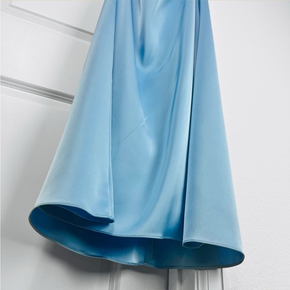 Katie May Taylor Gown in French Blue Bustier Strapless Maxi Dress Satin Small S - Picture 9 of 14